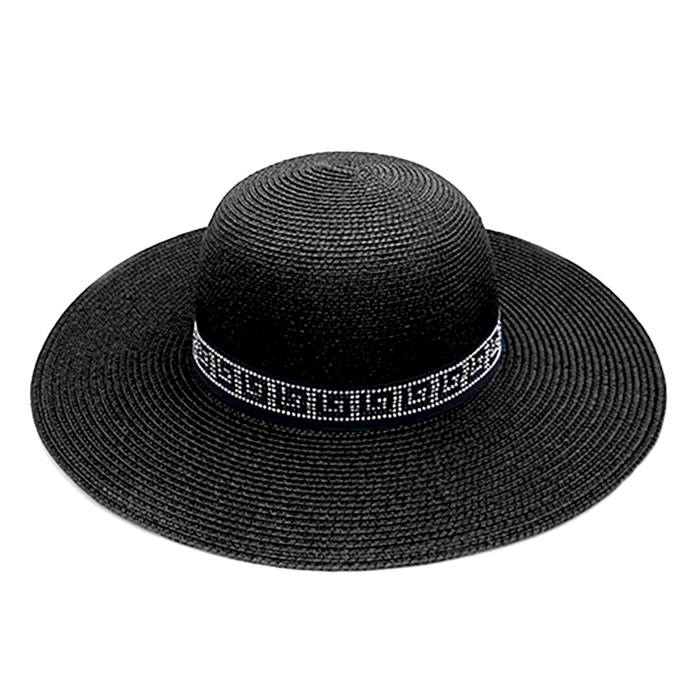 Black Wide Brim Straw Sun Hat